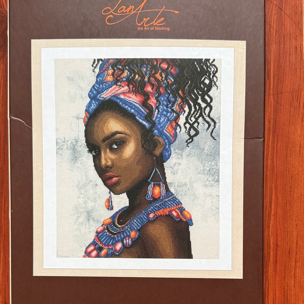 LanArte Embroidery Kit with Blue and Orange Design